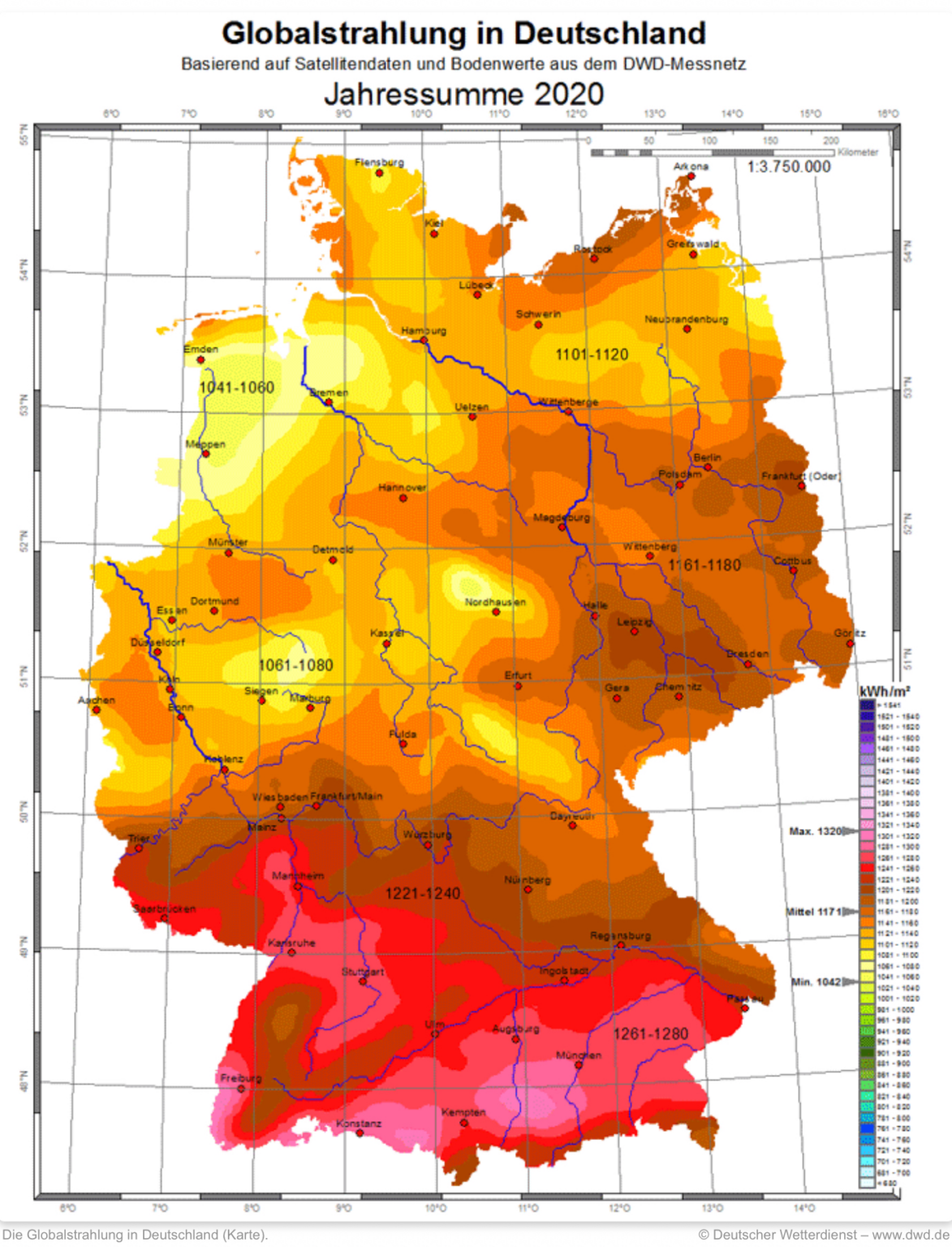 Sonneneinstrahlung in Deutschland